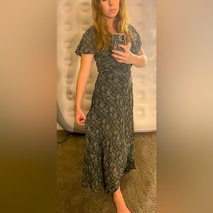 Reformation Black and White Floral Wrap Dress